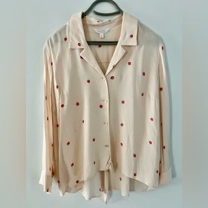 LC Lauren Conrad - Strawberry Print Button Down Blouse